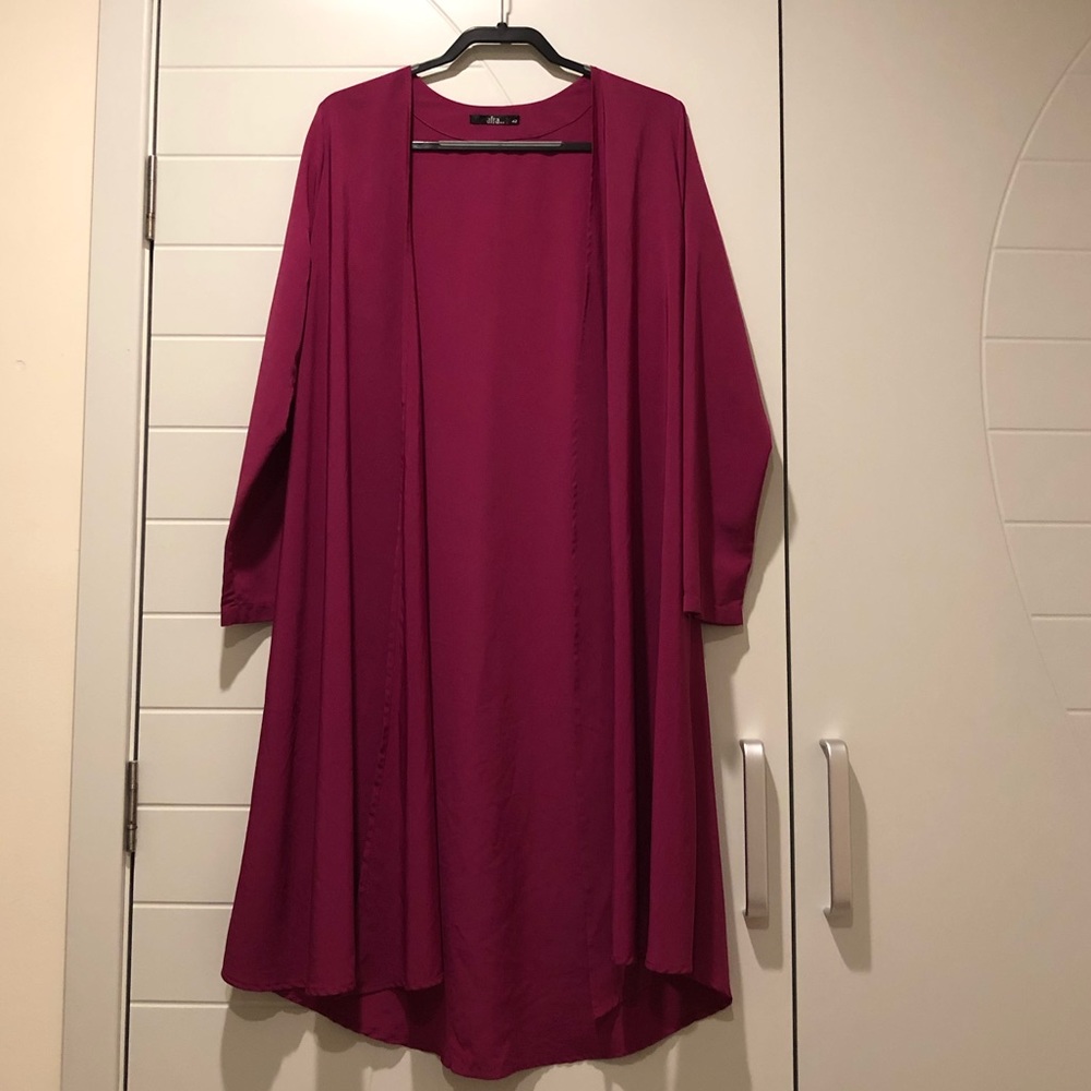 Cotton maxi cardigan fancy cyan color